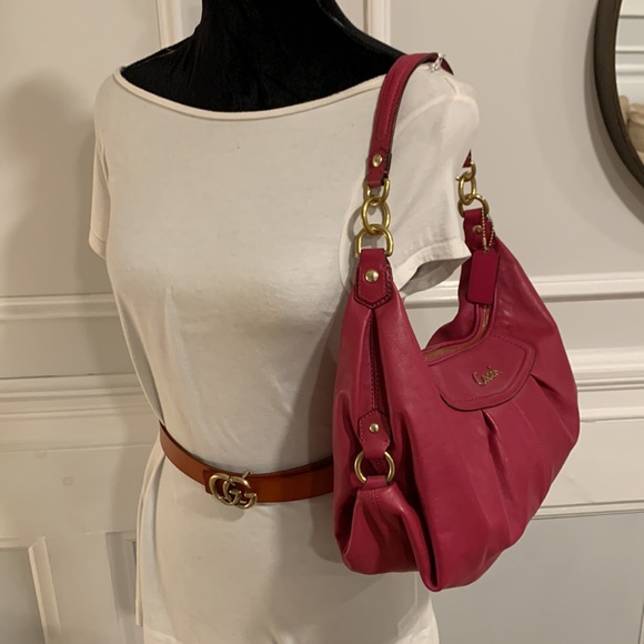 Coach Vintage Ashley Pink Pleated Leather Convertible Hobo Bag EUC - Picture 7 of 14